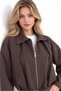 Brown Belted Pleated Bomber Lined Trench Jacket - 2