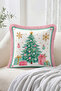 Christmas Pine Tree, Snowflake and Gift Box Patterned Fringed-Tasseled Throw Pillow Cover - 2
