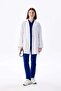 Women's Long Sleeve White Snap-Front Apron Jacket - Classic Collar (Polo) - 2