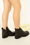 1415 Eren Shoes&Bag Genuine Leather Lace-Up-Zipper Daily Comfortable Rubber Sole Women's Boots Real Leather Black - 7