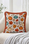 Decorative Fall Pumpkin and Maple Leaf Pattern Throw Pillow Cover with Fringe and Tassels