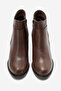 Women's chunky heel zipper boots genuine leather maelle brown - 4