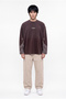 Men's Shawl Pattern Printed Oversize Long Sleeve T-Shirt Brown - 4