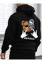 Men's Black Winter Hooded Sweatshirt with Daretto Print