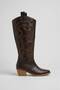 Embroidered Zipper Detailed Western Long Women's Cowboy Boots Light Brown - 5