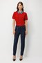 Women's Skinny Leg Trousers with Metal Accessories Navy Blue