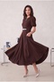 Watermelon Sleeves Brown Midi Length Evening Dress with Stone Accessories Graduation Dress - 3