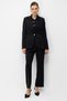 Women's Single Button Jacket with Metal Accessories Black - 3