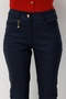 Women's Skinny Leg Trousers with Metal Accessories Navy Blue - 3