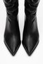 Luffora Women's Black Pointed Toe Thick Heeled Drawstring Stylish Boots