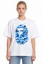 Unisex Women's Men's Bape Ocean Blue Patterned Design Printed Oversize Thick Fabric Relaxed Fit T-Shirt - 2