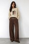 Baskı Detaylı Sweatshirt Bej - 4