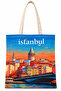Sunset Galata Tower Pattern Printed Cotton Cloth Bag 35X40Cm -Bc6