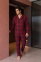 Exclusive Men's Suede Plaid Shirt Collar Pajama Set - Retro Men's Pajamas - 6