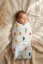 Yellow Cloud Patterned Cotton Muslin Baby Blanket with Piping and Embroidered Edges 90*90 cm - 2