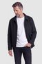Black Classic Collar Men's Zippered Coat