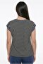 Women's Verev Striped Floral Appliqued Short Sleeve Lycra Viscose Plus Size Blouse - 4