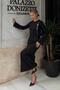 Black Ribbed Crew Neck Spanish Sleeve Women's Knitwear Dress - 3