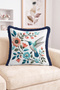 Hummingbird and Floral Pattern Fringed-Tasseled Throw Pillow Cover