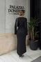Black Ribbed Crew Neck Spanish Sleeve Women's Knitwear Dress - 6