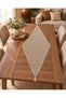 Hand Knitted Runner Tablecloth, Decorative Lace Runner with Tassels 135X60 cm