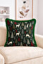 Winter Themed Deer and Pine Tree Patterned Fringed-Tasseled Throw Pillow Cover - 2