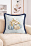 Decorative Pumpkin Figured Blue Striped Fringed-Tasseled Throw Pillow Cover - 2