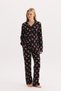 100% Cotton Fabric Long Sleeve Front Buttoned Teddy Bear Patterned Shirt Collar Pajama Set 27201-27202 - 3