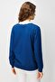 Women's Polo Collar Two-Color Knitwear Sweater S.Blue - 5