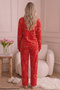Red Embroidered Top and Bottom Fleece Winter Knitted Pajama Set 26222115 - 3