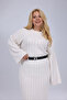 Selani̇k Knitted Plus Size Belted Tricot Dress, Fits up to Size 48 - 6