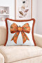 Pumpkin Bow Patterned Fringed-Tasseled Throw Pillow Cover - 2