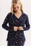 100% Cotton Fabric Long Sleeve Front Buttoned Shirt Collar Pajama Set 27305-27306 - 2