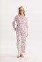 100% Cotton Fabric Long Sleeve Front Buttoned Shirt Collar Pajama Set 27309 - 2