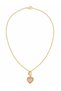 Pink Stone Heart Pendant Gold Color Thin Chain Minimal Women's Necklace - 4