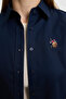 Women's Navy Blue Long Sleeve Basic Shirt 50329503-Vr033 - 6