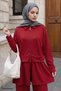 Ruffle Patched Zippered Red Double Set - 2