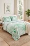 Palvena Green Leaf Patterned Quilted Bedspread Double Size - 5
