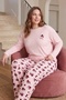 Premium Soft Plus Size Women's Pajama Set – Soft Textured Long Sleeve Patterned Winter Pajamas - 2