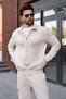 Beige Stand Collar Men's Tracksuit Set with Cargo Pockets E7370 - 2