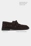 Katy Bitter Brown Genuine Suede Leather Saraç Drawstring Detail Marine Women's Loafer - 2