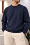Men's Crew Neck Front Printed Long Sleeve Pique Sweatshirt 4011 - 2