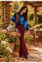 Women's Wide Baklava Pattern Navy Blue Color Polo Collar Sweater - 8