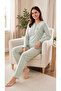 Women's Viscose Pajamas Set Winter Long Sleeve Placketed Buttoned Collar Patterned Trousers m L XL XXL 89-156 - 5