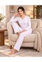 Women's V-Neck Long Sleeve Polka Dot Viscose Pajama Set - Modern, Simple, and Stylish Homewear Home Clothing Set - 5