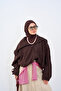 Women's Sailor Collar Jacket with Elastic Waist and Zipper, Brown - 2