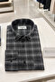 Men's Black Gray Checkered Winter Shirt with Collar, Buttons, Single Open Pocket, Relaxed Fit