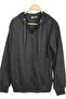 Unisex Hooded Zippered Pocket Thin Combed Cotton Gray Basic Sweatshirt Cardigan