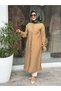 Trend Tencel Fabric Full-Length Tunic with Net Detail Camel
