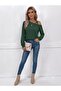 Women's Long Sleeve Single Shoulder Cross Stripe Detailed Viscose Two Thread Blouse - 3